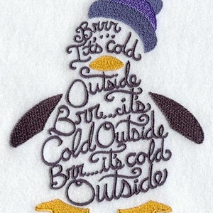 Its Cold Outside Penguin Embroidered Waffle Weave Hand/Dish Towel