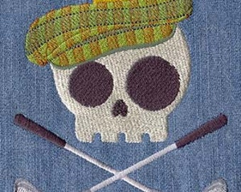 Golfer Skully Embroidered Waffle Weave Hand/Dish Towel