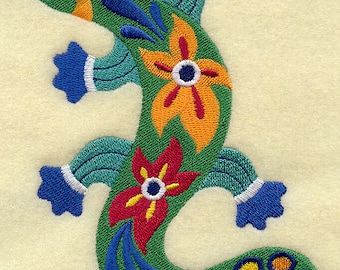 Lagarto Lizard Mexican Culture Embroidered Waffle Weave Towel