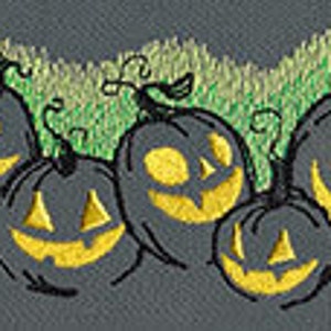 Glowing Grin Jack o Lantern Border Embroidered Waffle Weave Hand/Dish Towel image 1