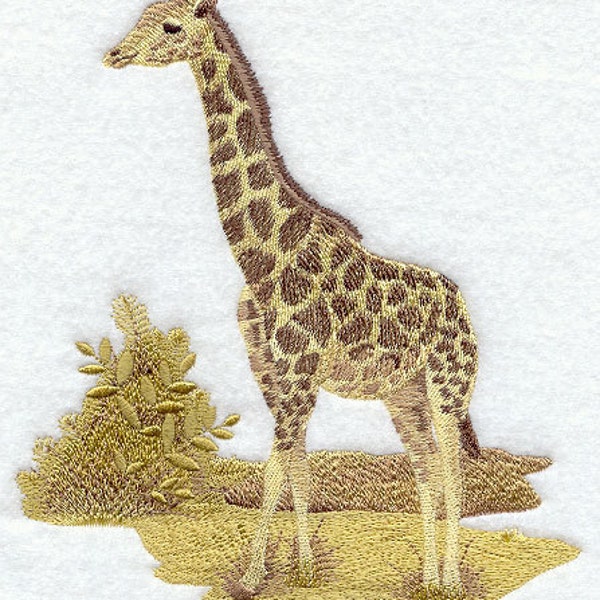 Sepia Giraffe Embroidered Waffle Weave Hand/Dish Towel