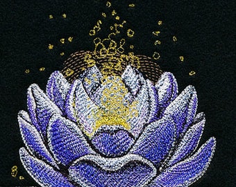 Blooming Reflections Lotus Embroidered Waffle Weave Hand/Dish Towel