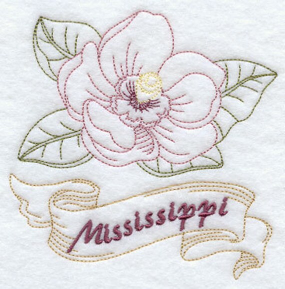 Magnolia Embroidered Waffle Weave Kitchen Towel