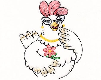 Spring Rolls Funny Chicken Embroidered Waffle Weave Hand/Dish Towel