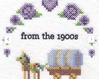 From the 1900s -  Funny Cross Stitch Style - Embroidered Waffle Weave Hand/Dish Towel