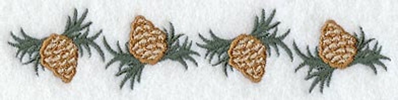 Pine Cones and Needles Border Embroidered Waffle Weave Hand/Dish Towel image 1