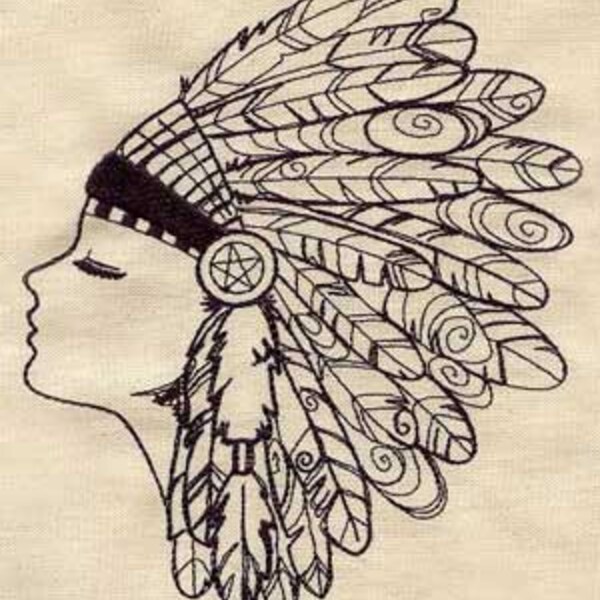 Native American inspirierte Feder Kopfschmuck bestickt Waffel Weave Hand / Geschirr Handtuch