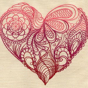 Mendhi Heart Embroidered Waffle Weave Hand/DIsh Towel