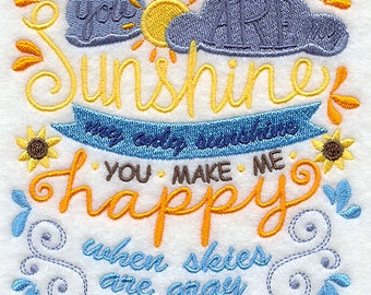 You Are My Sunshine Embroidered Waffle Weave Hand/Dish Towel