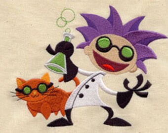 Asciugamano da cucina/asciugamano da cucina ricamato con motivo a nido d'ape Mad Scientist Eureka