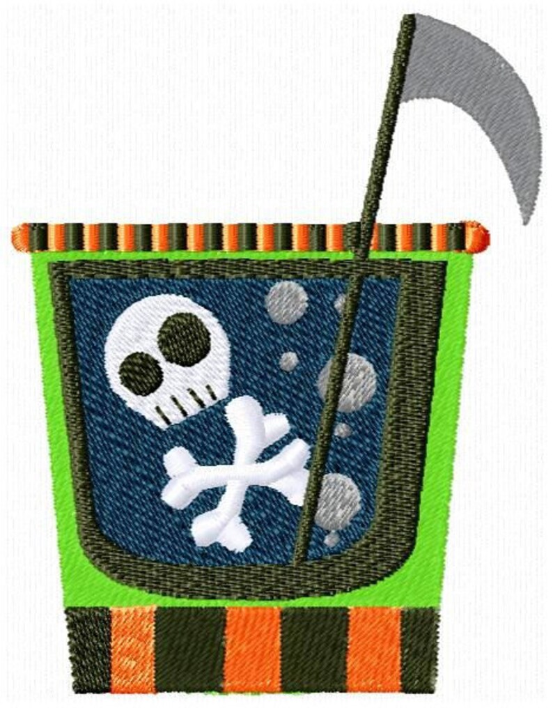 Skull and Crossbones Grim Reaper Creepy Cocktail Embroidered Waffle Weave Hand/Dish Towel image 1