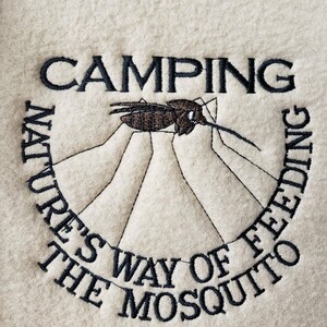 Camping- Natures Way of Feeding Mosquitoes Embroidered Waffle Weave Hand Towel
