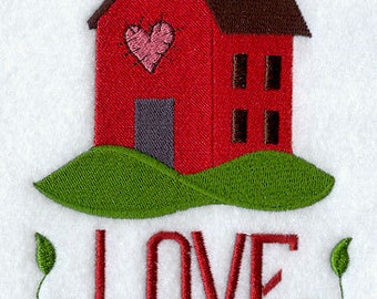 Love House Embroidered Waffle Weave Hand/DIsh Towel