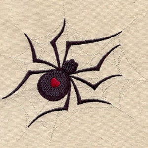 Black Widow Spider with Heart Embroidered Waffle Weave Hand/Dish Towel image 1