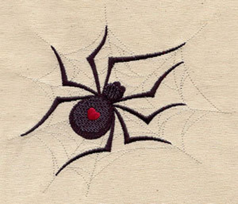 Black Widow Spider with Heart Embroidered Waffle Weave Hand/Dish Towel image 1