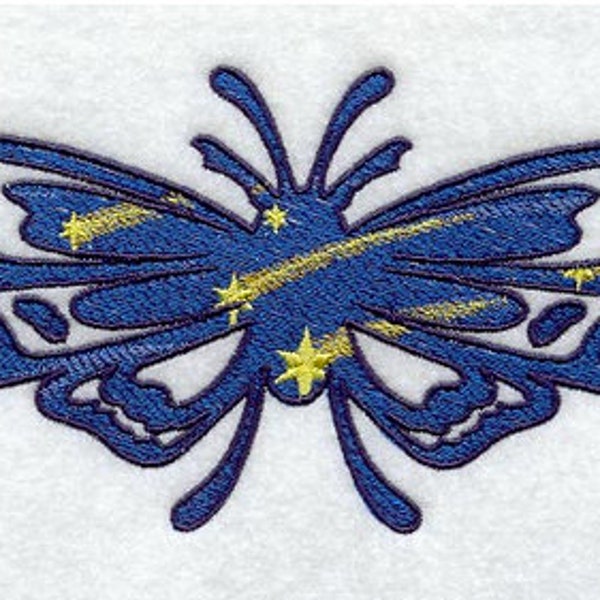 Shooting Star Celestial Night Moth Embroidered Waffle Weave Hand/Dish Towel