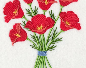 Asciugamano/asciugamano da cucina a nido d'ape con bouquet di papaveri