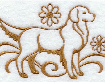 Golden Retriever Body Profile Embroidered Waffle Weave Towel