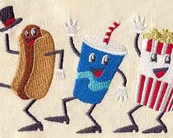 Dancing Movie Snacks Embroidered Waffle Weave Towel