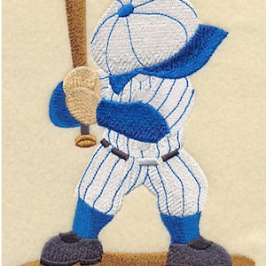 Play Ball Baseball Player Embroidered Waffle Weave Hand/Dish Towel