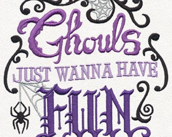 Ghouls Just Wanna Have Fun Embroidered Waffle Weave Hand/Dish Towel