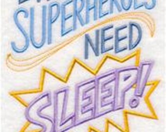 Even Superheroes Need Sleep Embroidered waffle weave Hand/Dish Towel