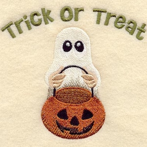 Trick or Treating Ghost Embroidered Waffle Weave Hand/Dish Towel image 1