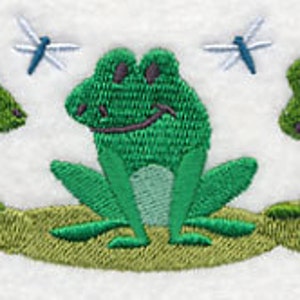 Frog and Dragonfly Trio Embroidered Waffle Weave Hand/Dish Towel