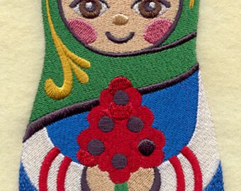 Matryoshka Doll Embroidered Waffle Weave Hand Towel