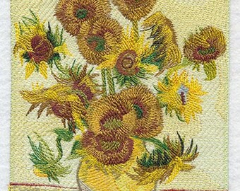 Vincent Van Gogh Sunflower Embroidered Waffle Weave Hand/Dish Towel