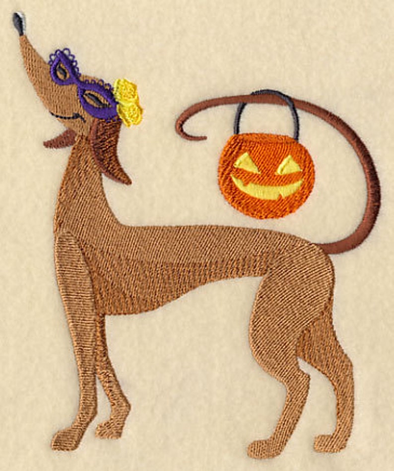 Halloween Hound Trick or Treat Embroidered Waffle Weave Hand/Dish Towel image 1