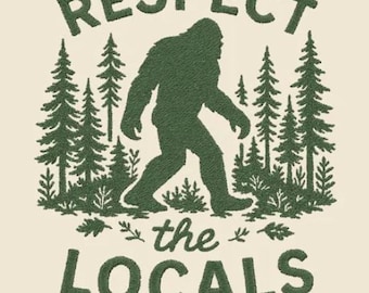 Respect the Locals BigFoot Sasquatch Big Foot Embroidered Waffle Weave Hand/Dish Towel