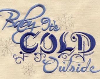 Baby It's Cold Outside - Embroidered Waffle Weave Hand/Dish Towel