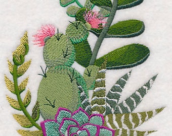 Stylish Succulent Cactus Array Waffle Weave Towel