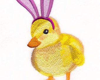 Easter Chick with Bunny Ears Embroidered Waffle Weave Towel