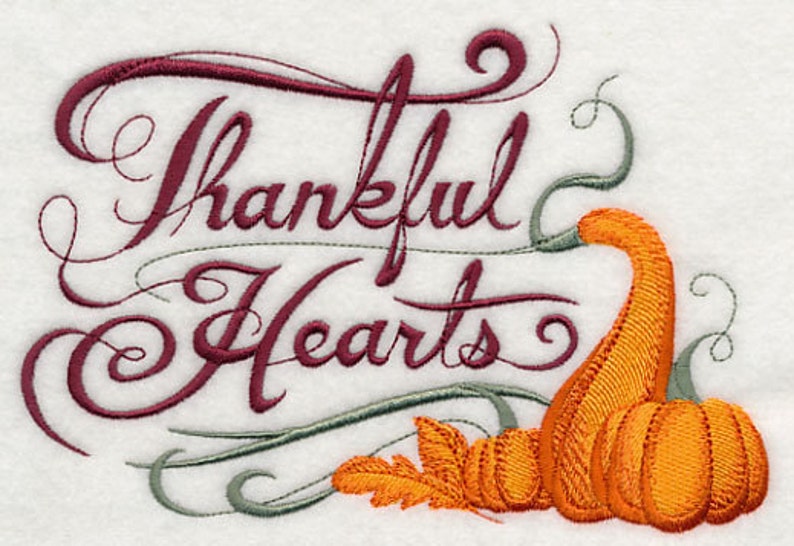 Thankful Hearts Embroidered Waffle Weave Hand/Dish Towel image 1