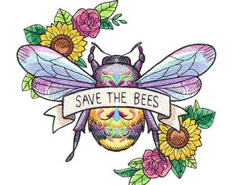 Save the Bees Bees Besticktes Waffeltuch Hand-/Geschirrtuch