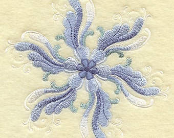 Intricate Rosemaling Snowflake Embroidered Waffle Weave Hand/Dish Towel