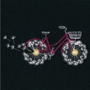 Dandelion Bicycle Embroidered Waffle Weave Hand/Dish Towel