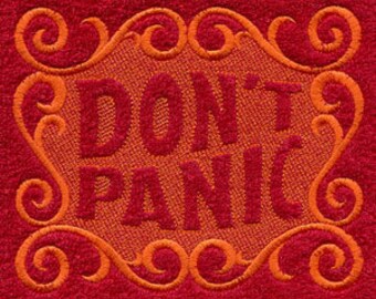 Don't Panic Embossed Style Embroidered Waffle Weave Towel