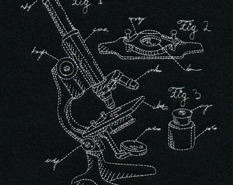 May include: A vintage microscope with a long, thin tube and a base with a horseshoe shape. The microscope is labeled "Fig. 1" and is accompanied by two other parts labeled "Fig. 2" and "Fig. 3".