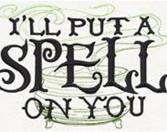 I Put a Spell on You Witch Embroidered Waffle Weave Hand/Dish Towel