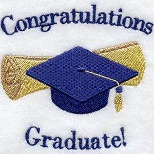 Congratulations Graduate Embroidered Waffle Weave Towel image 1