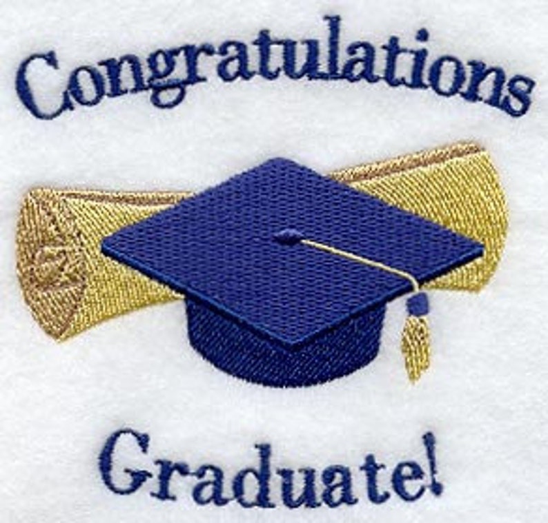 Congratulations Graduate Embroidered Waffle Weave Towel image 1