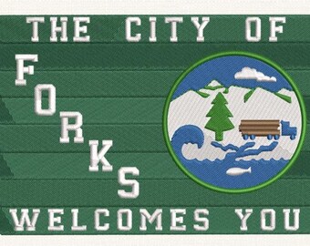 Welcome to Forks Washington Sign Embroidered Waffle Weave Hand/Dish Towel