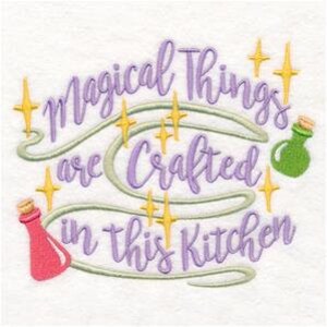 Magical Things Are Crafted in this Kitchen - Witch Embroidered waffle weave Hand/Dish Towel