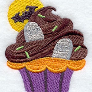 Halloween Graveyard Cupcake Embroidered Waffle Weave Hand/Dish Towel image 1