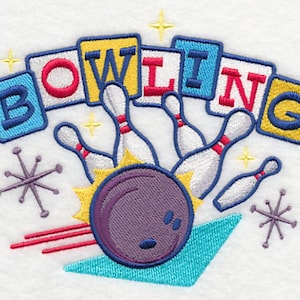 Bowling A Strike Embroidered Waffle Weave Hand/Dish Towel