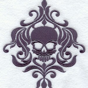 Damask Skull Centerpiece Embroidered Waffle Weave Hand/Dish Towel image 1