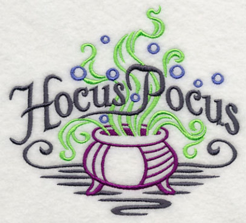 Cauldron Hocus Pocus Embroidered Waffle Weave Hand/Dish Towel image 1